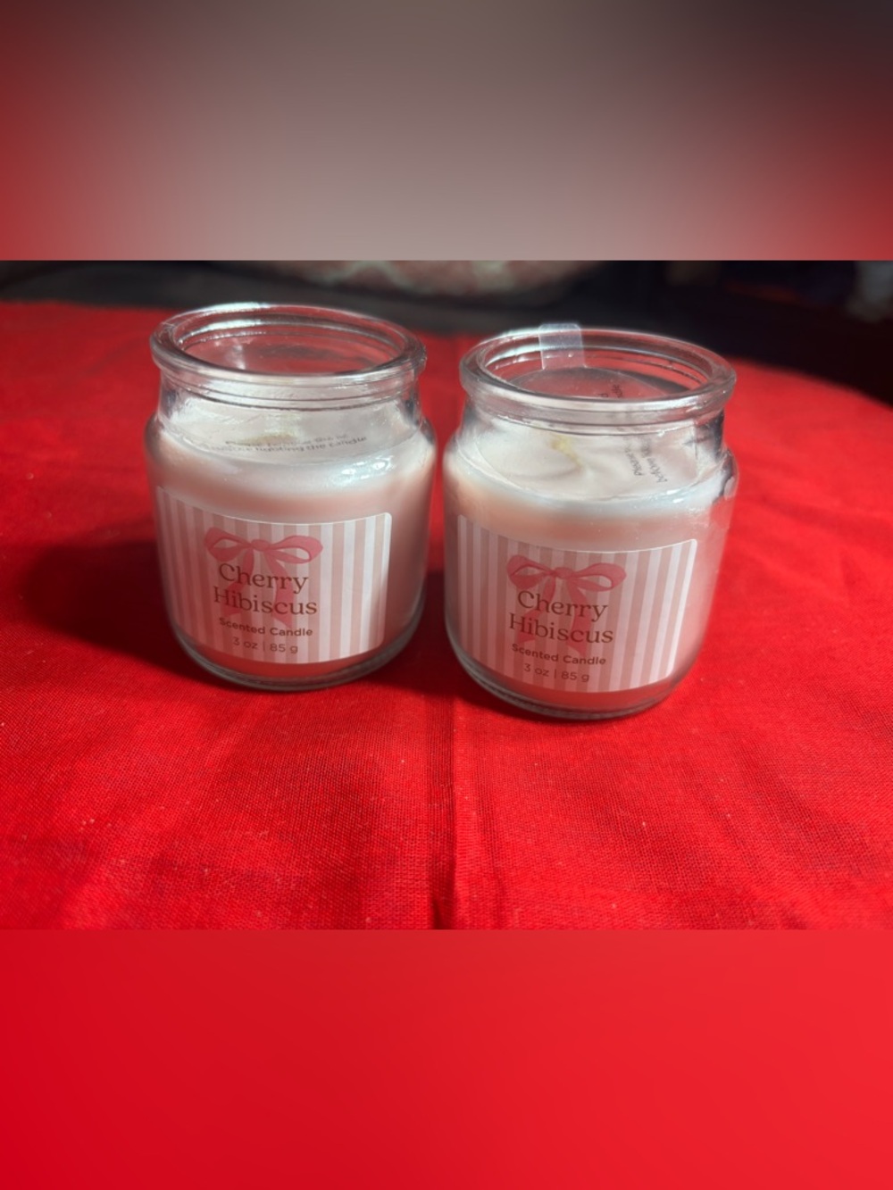 New Cherry Hibiscus Scented Candle - Pink Set of 2